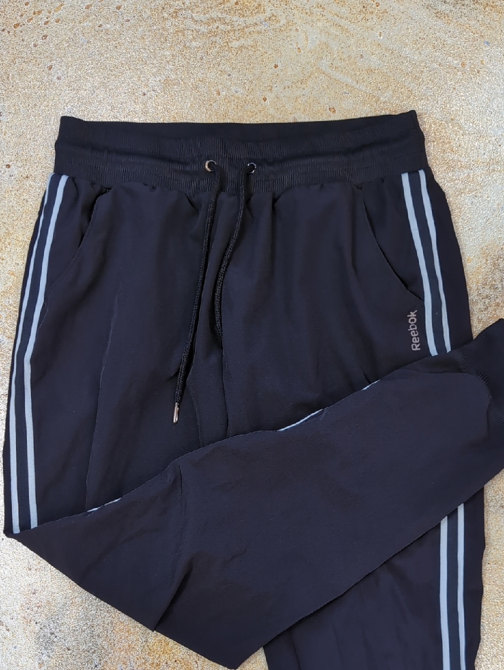 Reebok Black Joggers with White Side Stripes Boys Size S